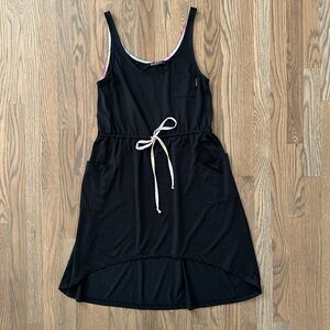 Billabong Dress sz Medium Women's Black Sleeveless Waist Tie Pocket High Low